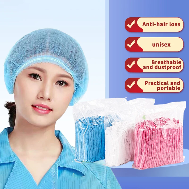 Bonnet de douche en plastique élastique épais, couvercle rond rose, sac de conservation des aliments, accessoires de cuisine, 100 pièces
