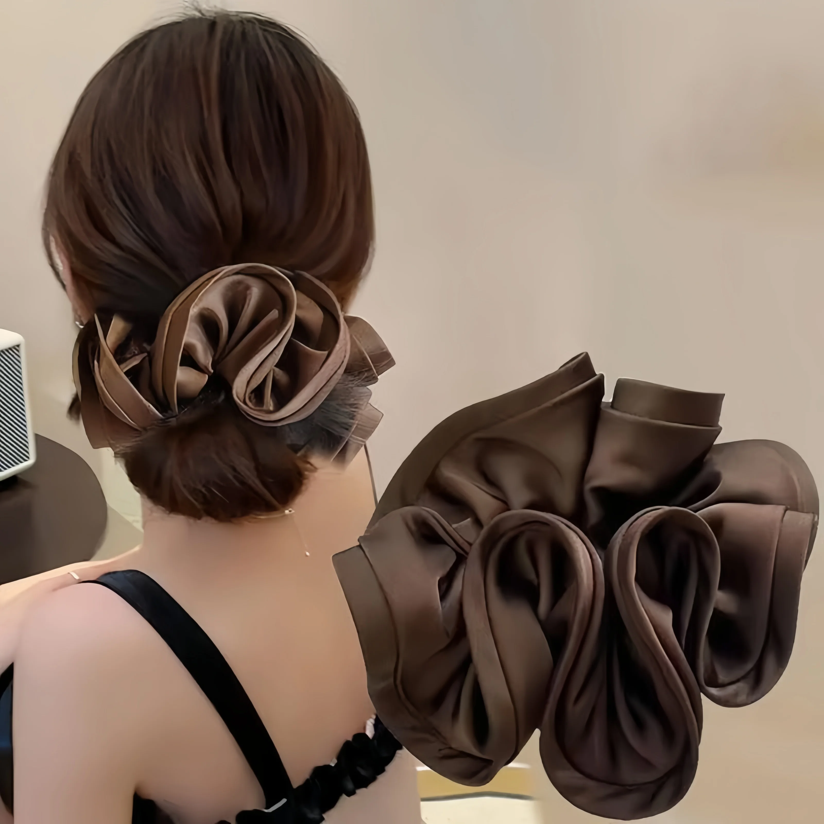 Koreanische Große Haar Krawatte Band Scrunchies Satin Elastische Haarband Bogen Frauen Einfache Temperament Neue Stil Pferdeschwanz Haar Zubehör