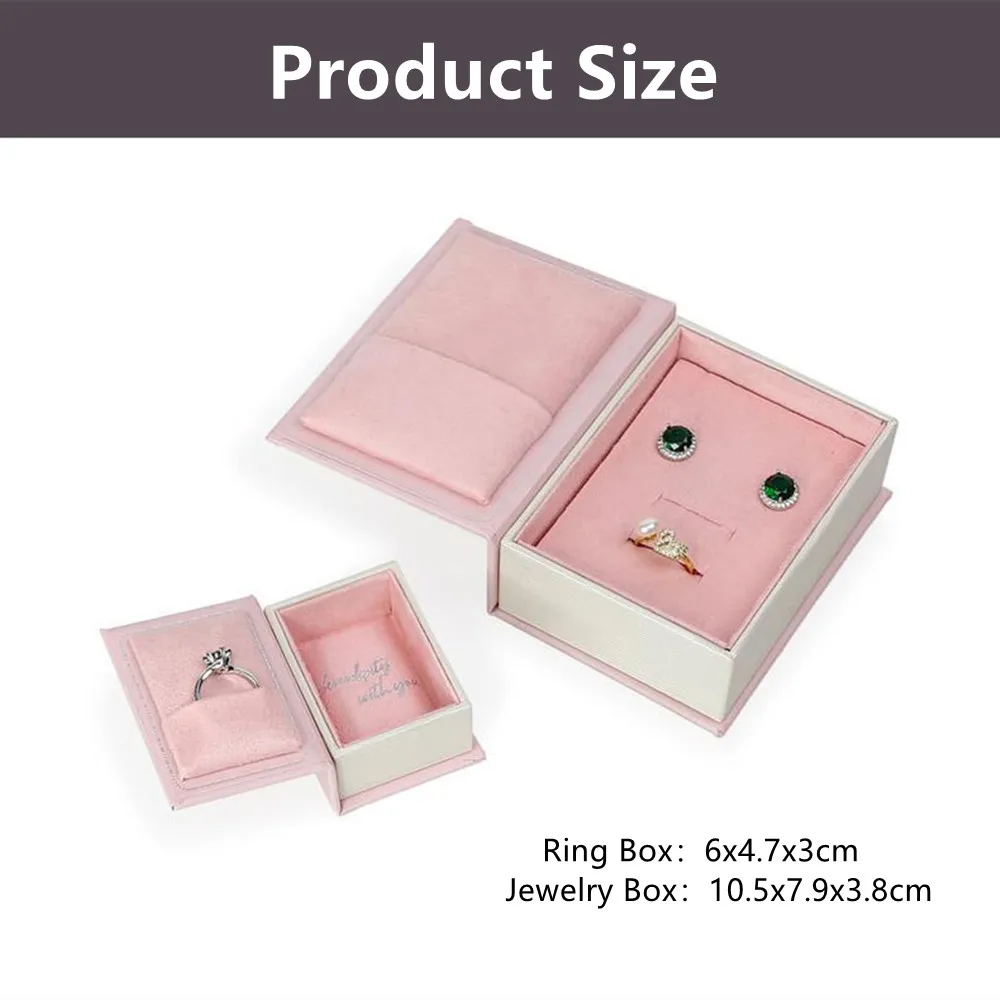 Funda abatible en forma de libro para exhibición de joyas, estuche de viaje, caja de almacenamiento de anillo de pendientes Simple, soporte portátil para pendientes