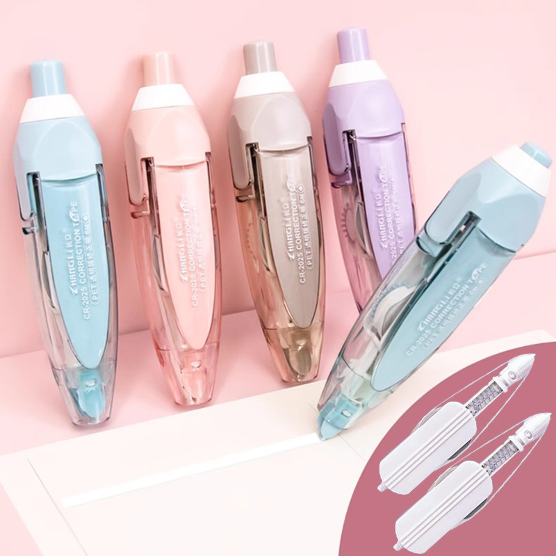 Cinta correctora Kawaii tipo prensa, recambios reemplazables, banda correctora blanca, papelería japonesa para estudiantes, suministros escolares