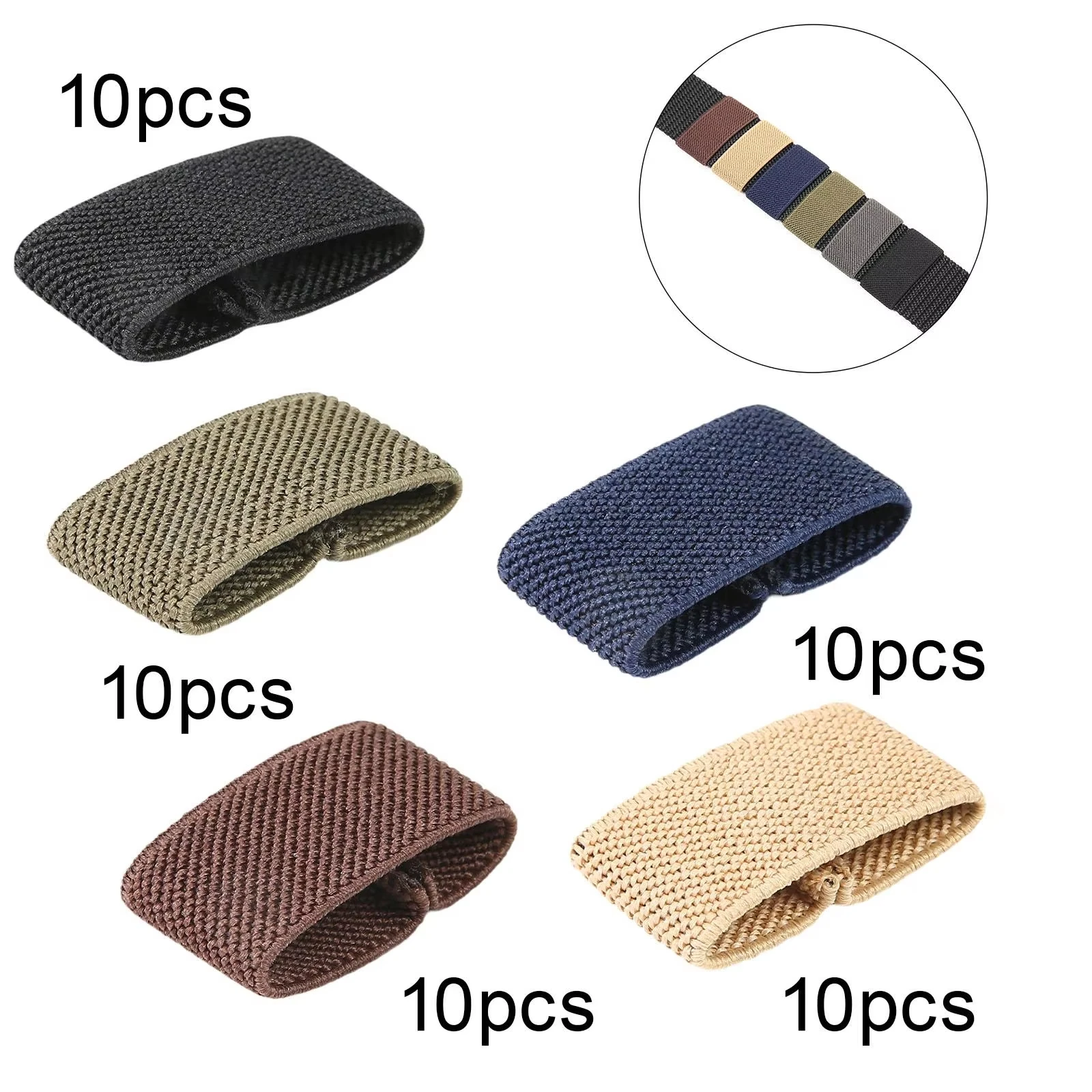 10x elastische riemhouders singelbandhouder nylon riemorganizer voor 1,5" brede riemen/riemen accessoires rugzakriemhouder