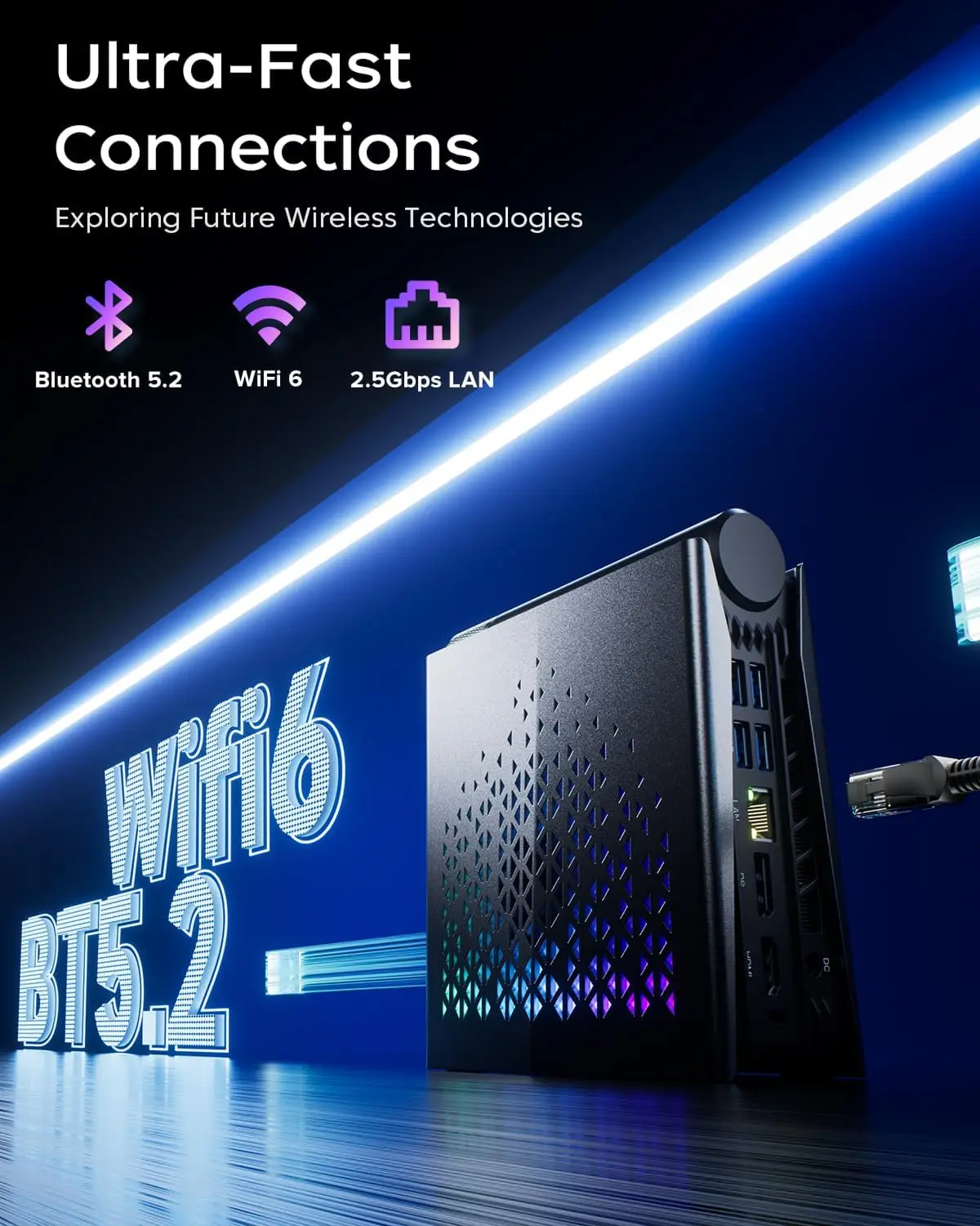 ACEMAGIC MINI PC AMD Ryzen 7 8745HS 32 GB di RAM 1 TB SSD Windows 11 Pro MINI Computer Wifi6 BT5.2 con luce RGB 4K Triplo display