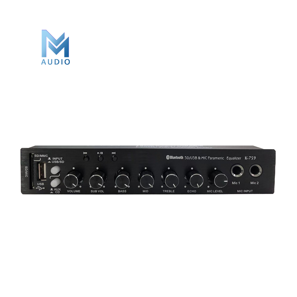 Function New Design 3 Band Parametric High End Car Audio Equalizer With Bluetooth/USB/SD/Double Mic Input