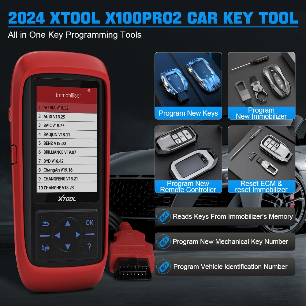 Xtool x100 pro2 obd2 programador chave scanner automotivo com adaptador eeprom leitor de código ferramentas de diagnóstico do carro atualização gratuita à vida