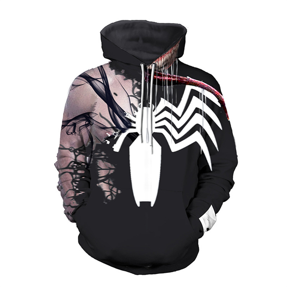 2024 Miniso Spider-Man Venom 3D drukowana męska bluza z kapturem kurtka Outdoor Street hip-hopowa odzież sportowa Casual męska bluza sportowa
