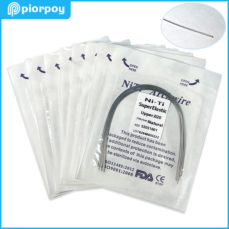 Piorpoy 10 Pcs Dental Ortodoncia Super Elastische Niti Archwire Natuurlijke Vorm Orthodontische Boogdraden Voor Beugels Rond Rechthoekig