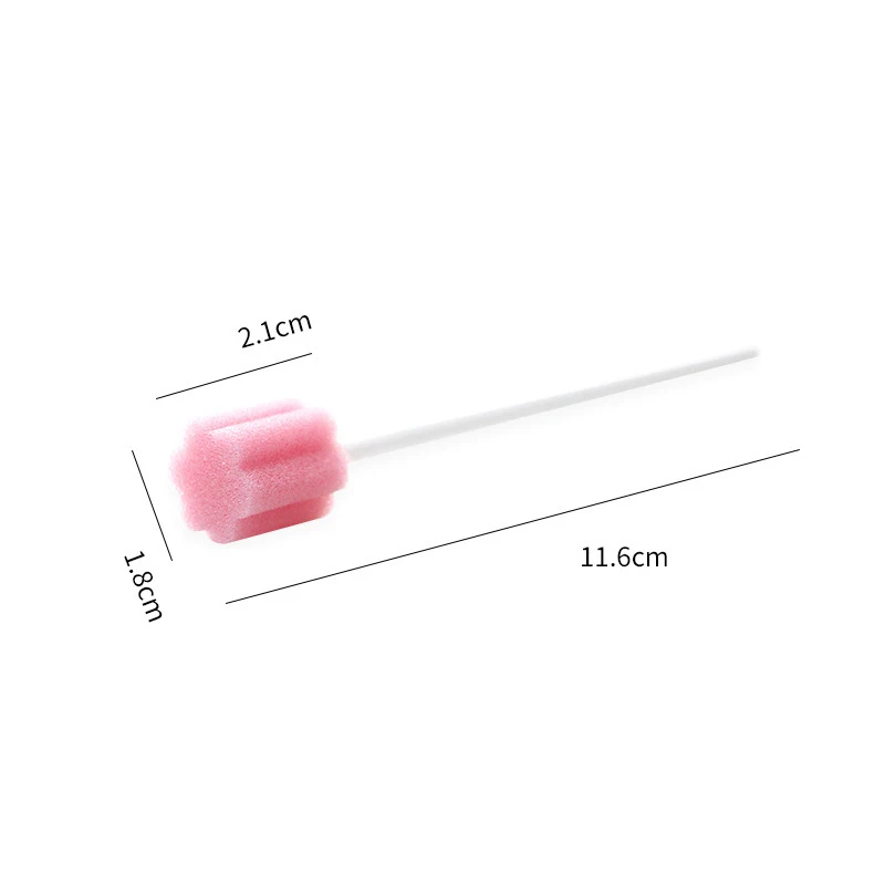 100 Uds. Esponja desechable para el cuidado bucal, hisopo para limpieza de dientes, hisopos bucales con palo, esponja para limpieza de cabezales, hisopo limpiador