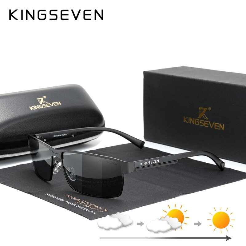 KINGSEVEN 남성 편광 광색 선글라스 디자인 여성 카멜레온 선 안경 UV400 눈부심 방지 운전 광장 안경