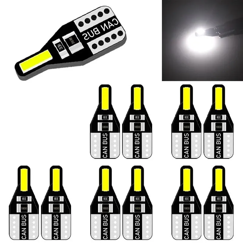 10 pçs t10 w5w led canbus lâmpada 194 168 7020 cob 2smd luzes interiores do carro lâmpada de leitura lâmpada cunha branco livre erros
