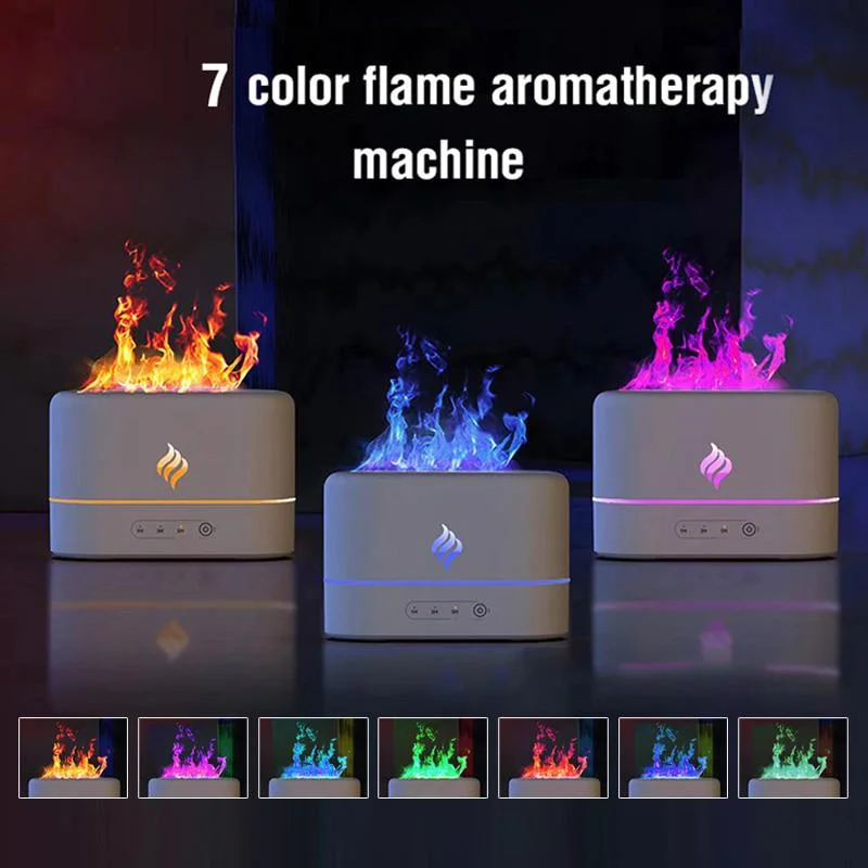 Humidificador de aire portátil, difusor de aceites esenciales, Usb, cambia de color, 7 colores, llama de fuego, para habitación