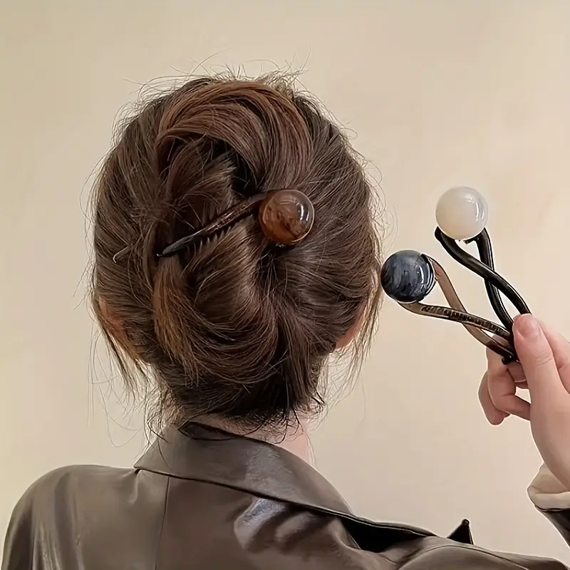 Vintage Kaffee-Acryl-Perlen-Haifisch-Clip, French Twist, rutschfest, mehrfarbig, weiblich – nur, Frauentagsgeschenk ist bevorzugt!