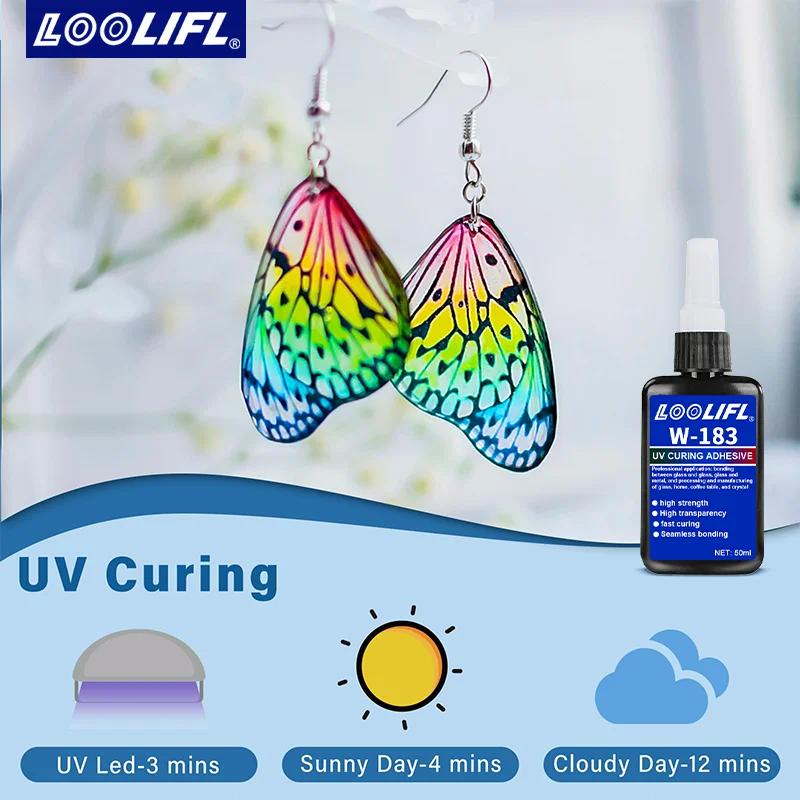 Colla UV altamente trasparente, impermeabile, polimerizzazione UV, utilizzata per la produzione artigianale, modelli fai-da-te. (con lampada ultravioletta)