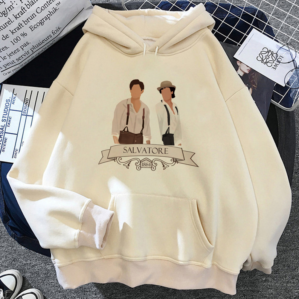 Pamiętniki wampirów bluzy z kapturem damskie pot y2k Kawaii polarowa koszula z kapturem bluzy damskie polarowy kaptur