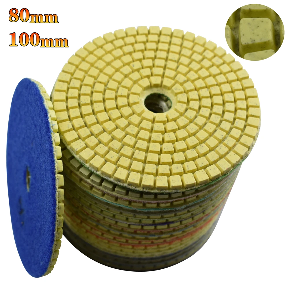 80Mm 100Mm Kim Cương Đánh Bóng 3 "4" Ướt Đệm Đĩa Mài Mòn Để Chà Nhám Đá Cẩm Thạch Đá Hoa Cương Bê Tông xay Lật Số Để Bàn Đá