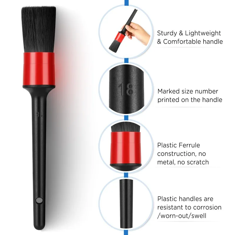 Kit de cepillos de limpieza para coche, cepillos para detalles de coche, cepillos para polvo para Interior de coche, juego de cepillos para llantas, herramientas de cepillo de limpieza, 5 uds.