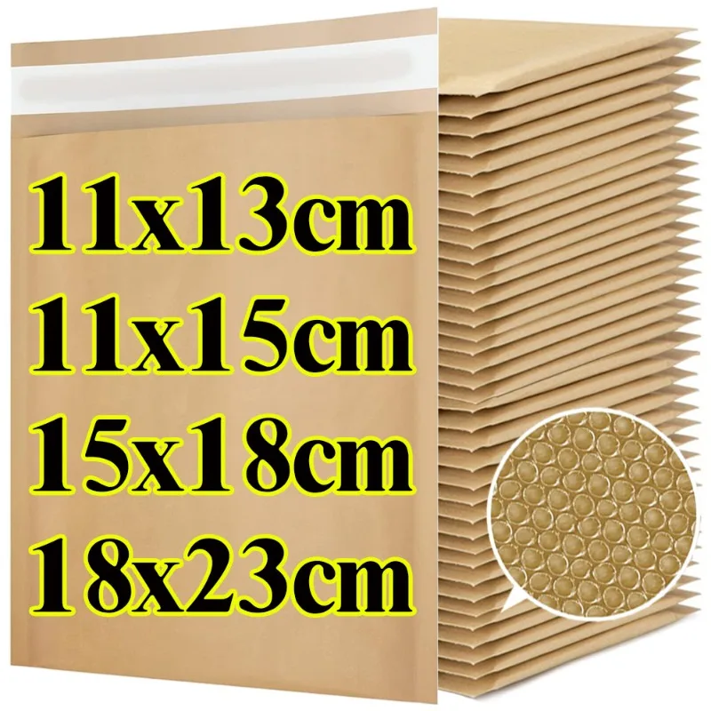10-50 pçs natural marrom papel kraft bolha mailer saco auto selo adesivo envelope negócios expresso envio sacos de embalagem