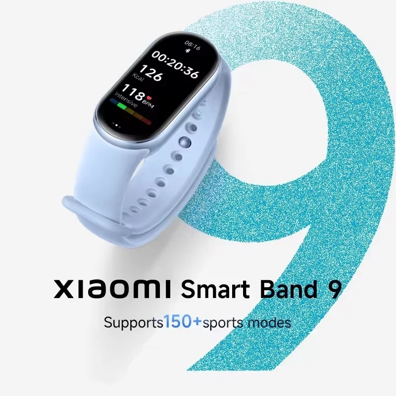 Global Version Xiaomi Smart Band 9 1.62‘’ AMOLED Display 21 Days Battery Life Supports 150+ Sports Modes 5ATM Bluetooth 5.4