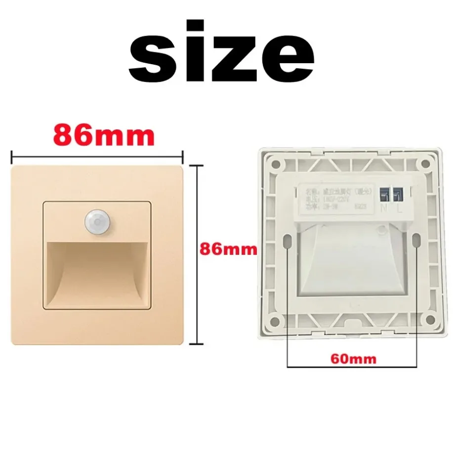 Lámpara de pared Led de luz nocturna, Sensor de movimiento PIR, luz de escalera AC 85-265V, lámpara de paso, iluminación de pasillo, iluminación de pared interior empotrada