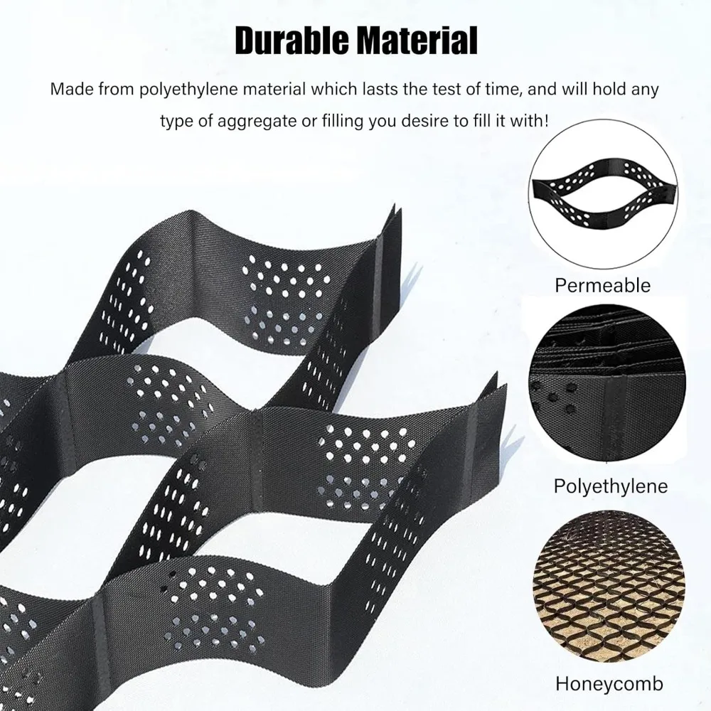 Steep Hill/Slope Ground Grid Paver, 5cm Depth Polyethylene Permeable Geogrid Mesh, Retaining Wall Stabilizer Dirt Storage Locker