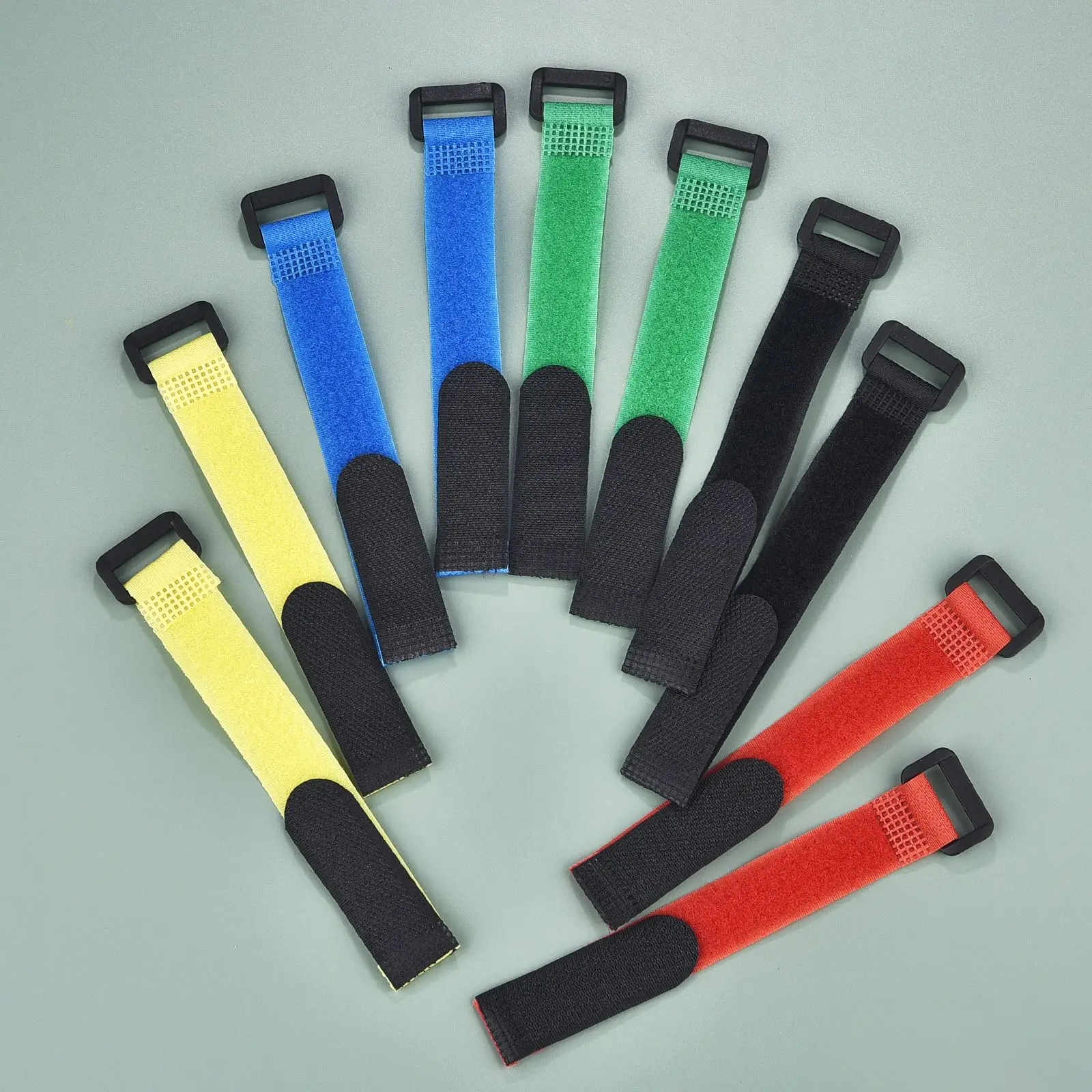 10Pcs Reusable Hook Loop Nylon Straps Reverse Colored Fastening Tape Self Adhesive Cable Ties Wrap Bundle Fixed Ties