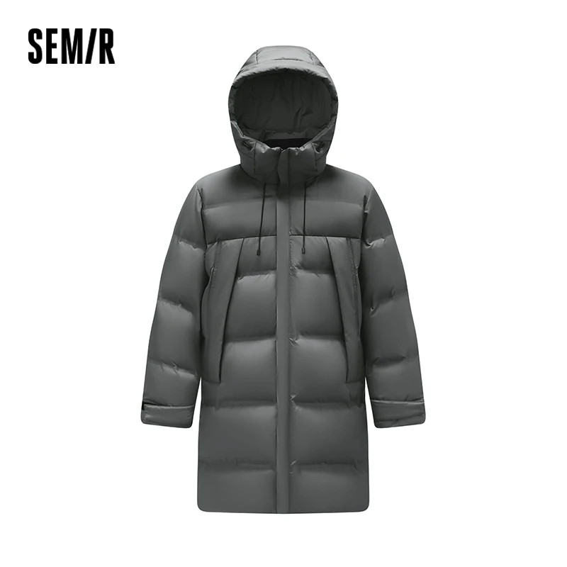 Semir jaqueta masculina longa com capuz solto simples versátil 2025 roupas masculinas de inverno agasalhos de inverno