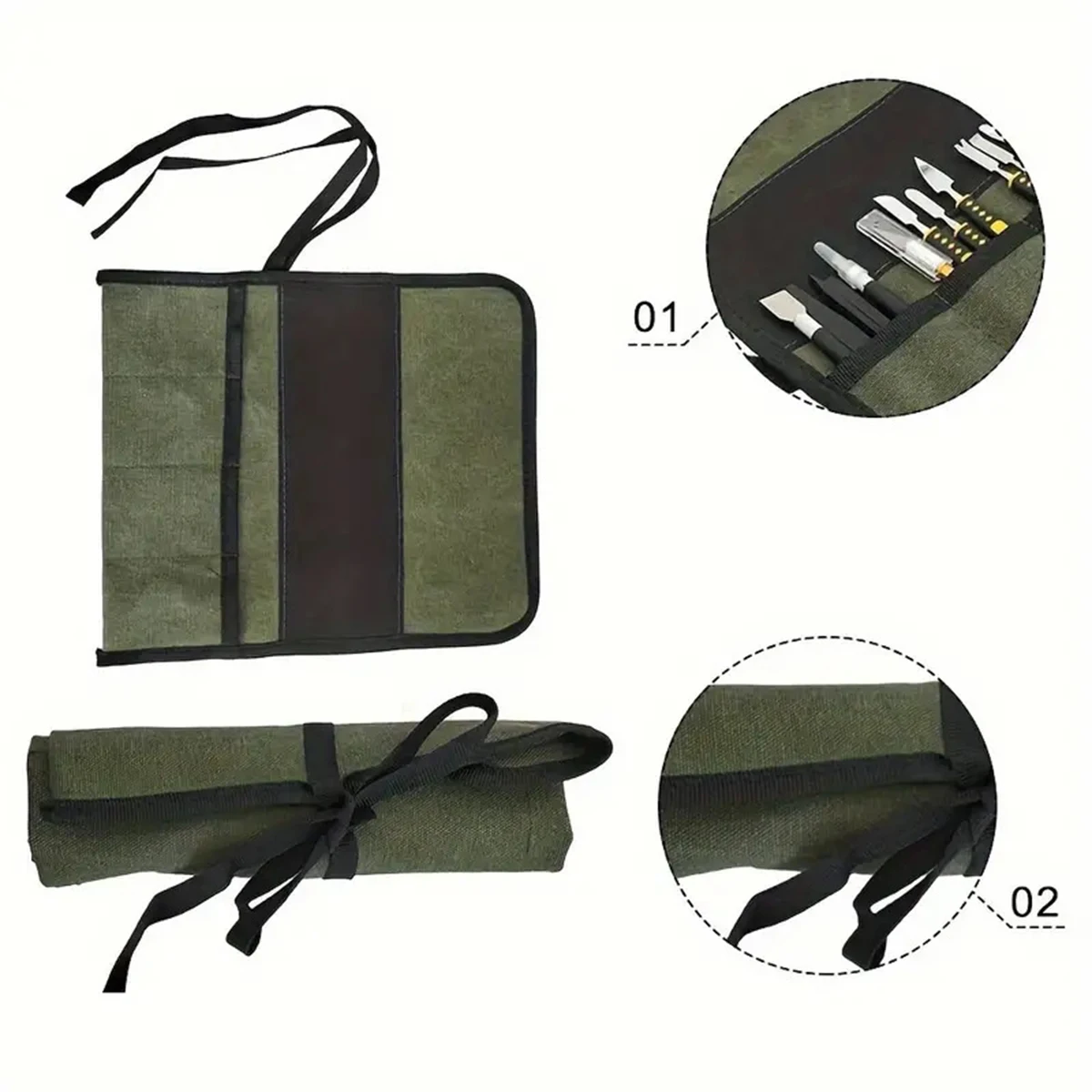 Borsa per attrezzi arrotolabile multiuso con tasche multiple Custodia per chiavi in tessuto Oxford Cacciaviti Trapani Custodia per attrezzi Borsa per appendere