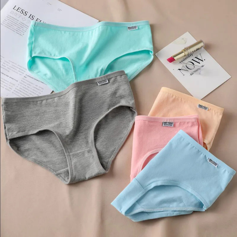 7 ชิ้นกางเกงผ้าฝ้ายผู้หญิงชุดชั้นในพลัสขนาดเซ็กซี่หญิง Breathable Soft ชุดชั้นในหญิงน่ารักกางเกงสีทึบ
