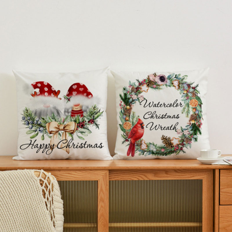 Christmas Elk Tree Pillow Cover 45x45cm Throw Pillowcase 2023 Winter Christmas Decorations For Home Tree Deer Sofa Cushion Cover