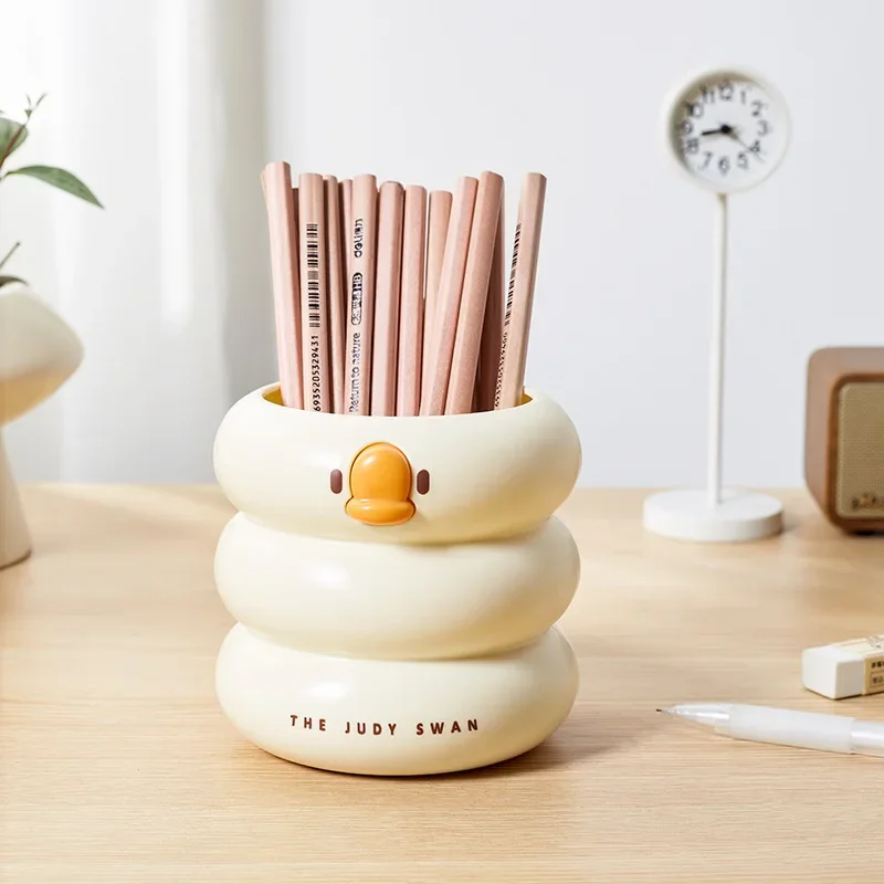 Simpatico cartone animato portapenne rotondo scrivania da ufficio penna vaso tazza contenitore organizzatore astuccio durevole