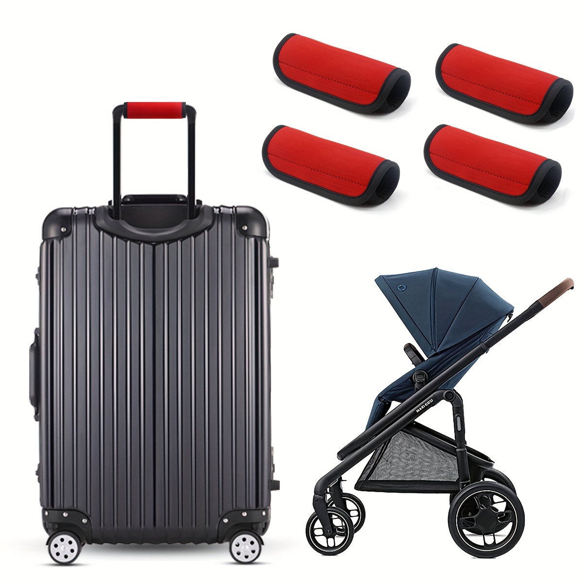 Neoprene luggage handle cover, handle protector cover, trolley case handle cover, grip cover and baby stroller handle cover.