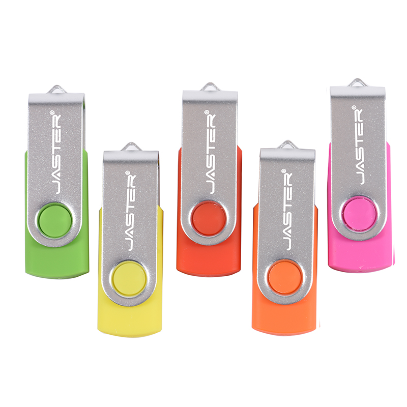 JASTER-Clé USB 2.0 rotative colorée, clé USB créative, stylo à clip argenté, disque U, 64 Go, 32 Go, 16 Go, 8 Go, 128 Go, cadeau