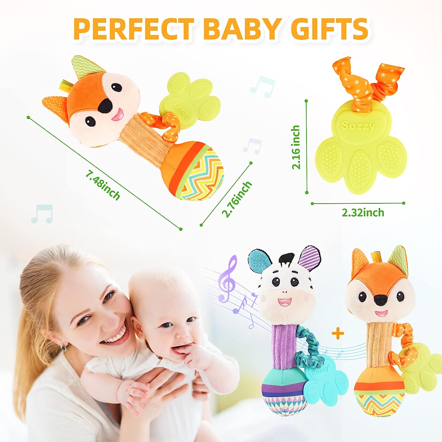 부드러운 박제 동물 딸랑이 핸드 그립 아기 장난감 셰이커 주름 삐딱한 감각 여행 액세서리 신생아 0-6 개월 딸랑이