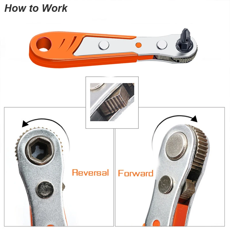Mini destornillador de Llave de trinquete 1/4, herramienta de mano de reparación de mango de enchufe de liberación rápida ajustable hexagonal para reparación de automóviles, cerca de cuartos