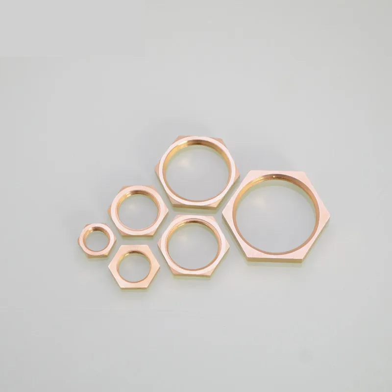 1 5 10 Uds tuercas de bloqueo hexagonales de latón accesorio de tubería 1/8 1/4 3/8 1/2 3/4 1 pulgada BSP rosca hembra vástago Hexagonal tapa tuerca con brida de cobre