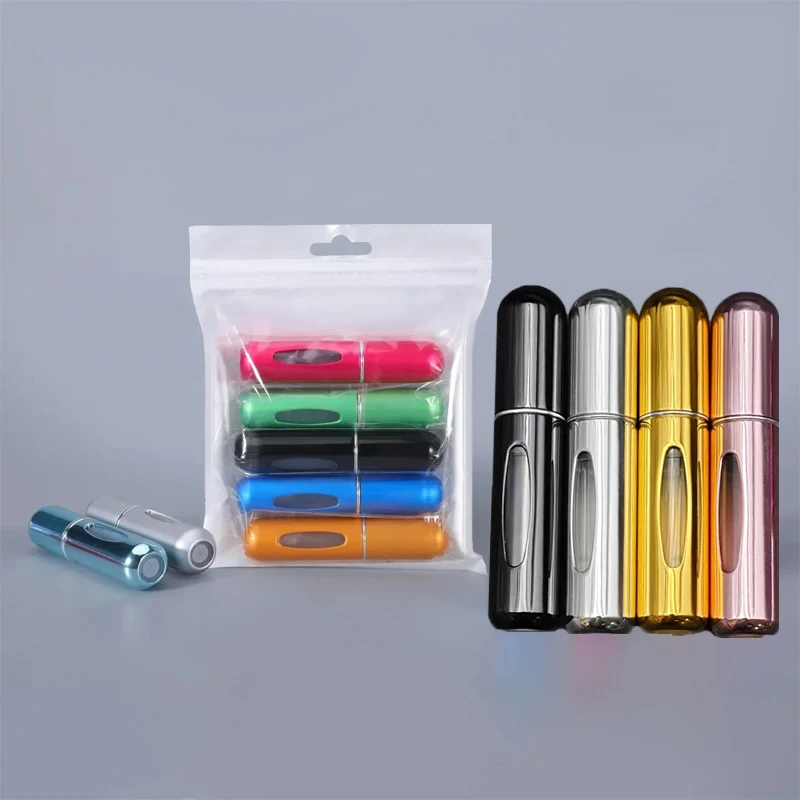 5 piezas 5 ml Mini pulverizador de Perfume recargable botella de Perfume de aluminio botella de Perfume portátil botella de Perfume de viaje Mini botella