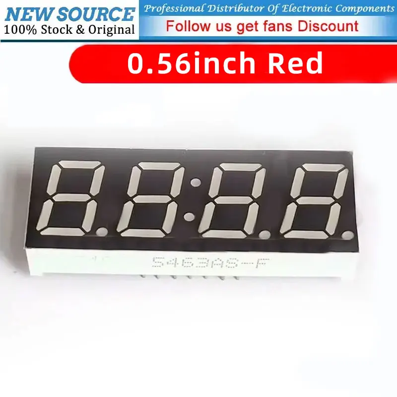 5pcs 0.56 Inch 4-bit Clock Tube 5463 Cathode Anode High-light 14-Pin Red Blue LED DIY Electronic Time 7-Segment Display Tube