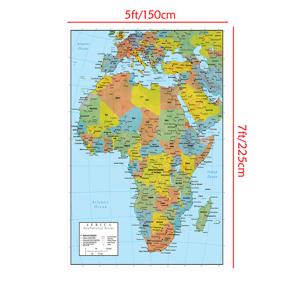 装飾的なアフリカの地図キャンバス絵画,壁の写真,不織布,アートポスター,学用品,オフィス,家の装飾,150x225cm
