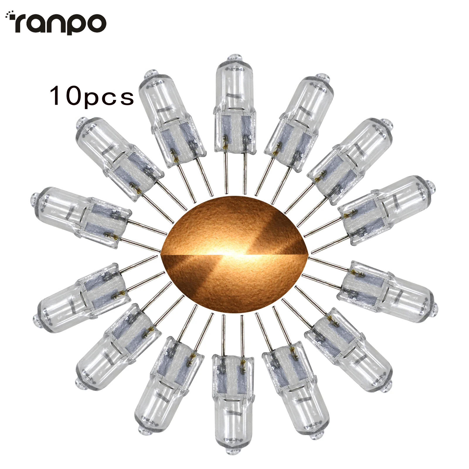 Energiesparende 10 Stück Mini-G4-Halogen-Glühbirne JC-Typ Warmweiß DC 12 V 20 W Scheinwerfer für Kristall-Kronleuchter-Kapsellampe
