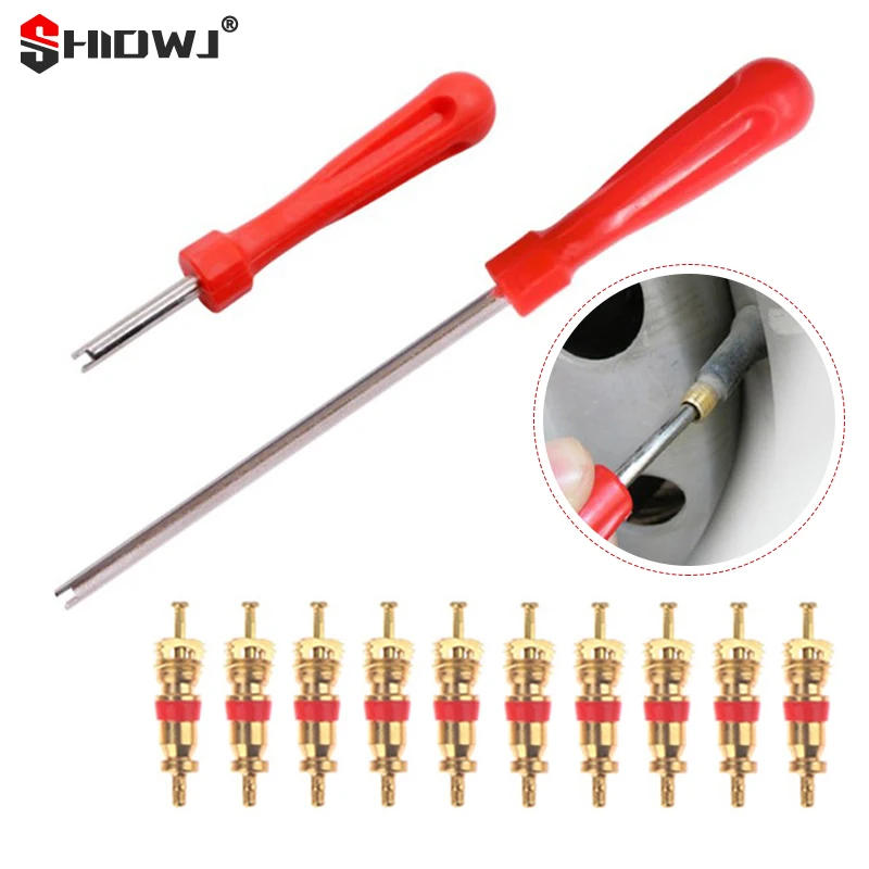 Herramientas de extracción de núcleo de válvula de neumático, llave con mango de plástico, destornillador de bicicleta, herramienta manual de reparación de neumáticos para coche, bicicleta y motocicleta
