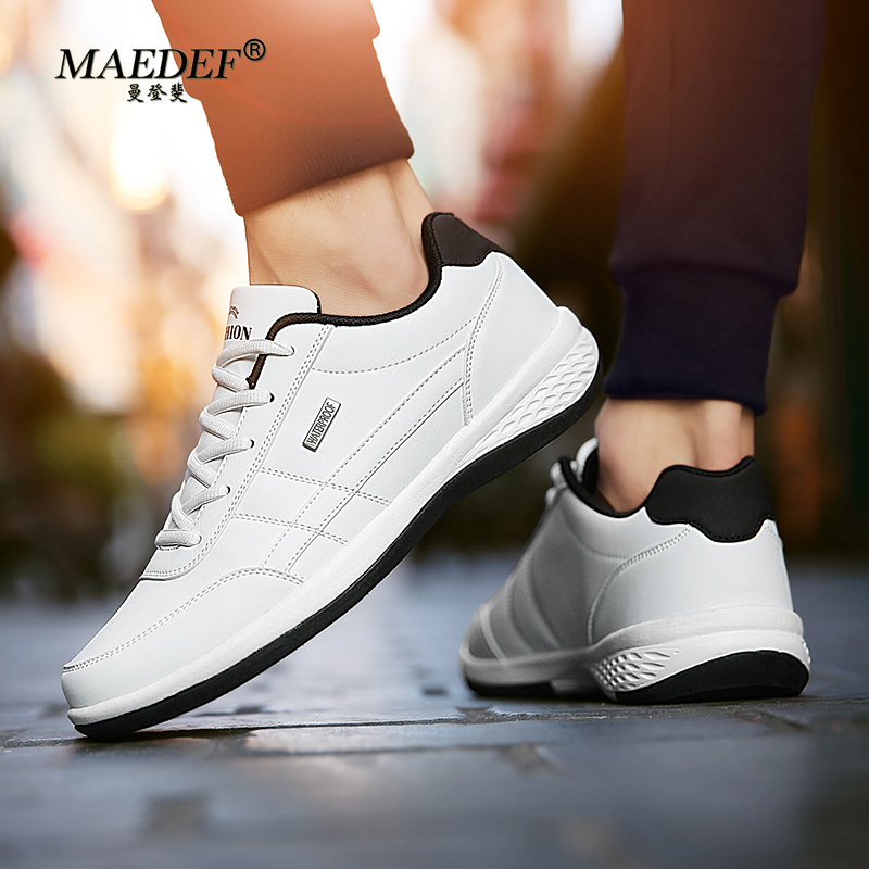 Zapatos MAEDEF para hombre, zapatillas de deporte de cuero, impermeables, informales, cómodas, calzado con cordones, zapatos vulcanizados para hombre, zapatos masculinos