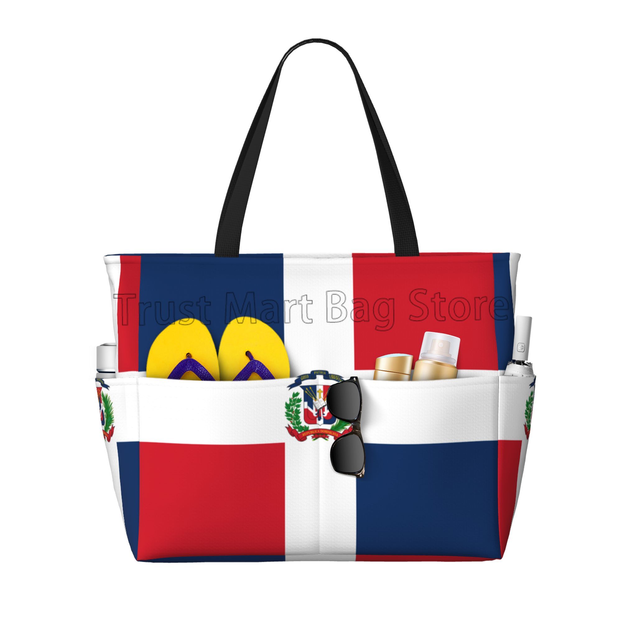 Wasserdichte Strandtasche mit Flagge der Dominikanischen Republik, Pooltaschen für Damen und Herren, extra große Sporttasche, Handgepäcktasche für Urlaubsreisen
