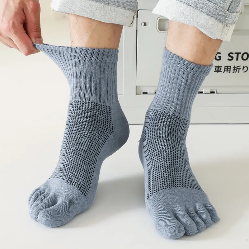 Calcetines tobilleros de cinco dedos de algodón 100% de verano para hombre, calcetines suaves elásticos duraderos de malla transpirable, desodorante, calcetines invisibles con dedos de los pies
