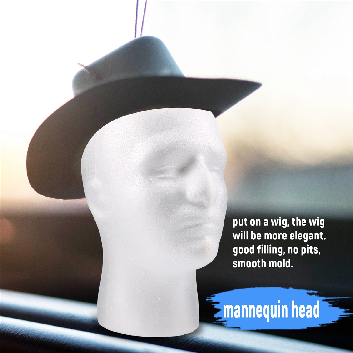 Männliche Perücke Display Kosmetik Mannequin Stand Modell Schaum Weiß