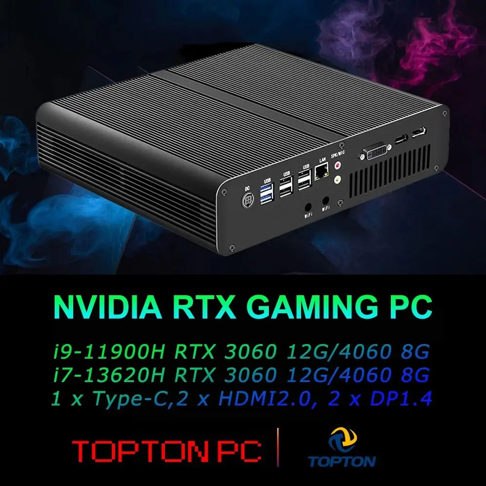 Topton V7 Gaming Mini PC Intel i7 13700H i9 11900H NVIDIA RTX 4060 8G/3060 12G 2xDDR5 Mini komputer stacjonarny dla graczy Windows 11