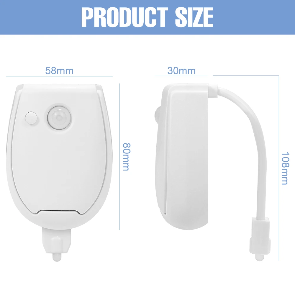 Lámpara LED RGB con Sensor de movimiento PIR inteligente, luz nocturna para asiento de inodoro, impermeable, luz de fondo para WC y lavabo