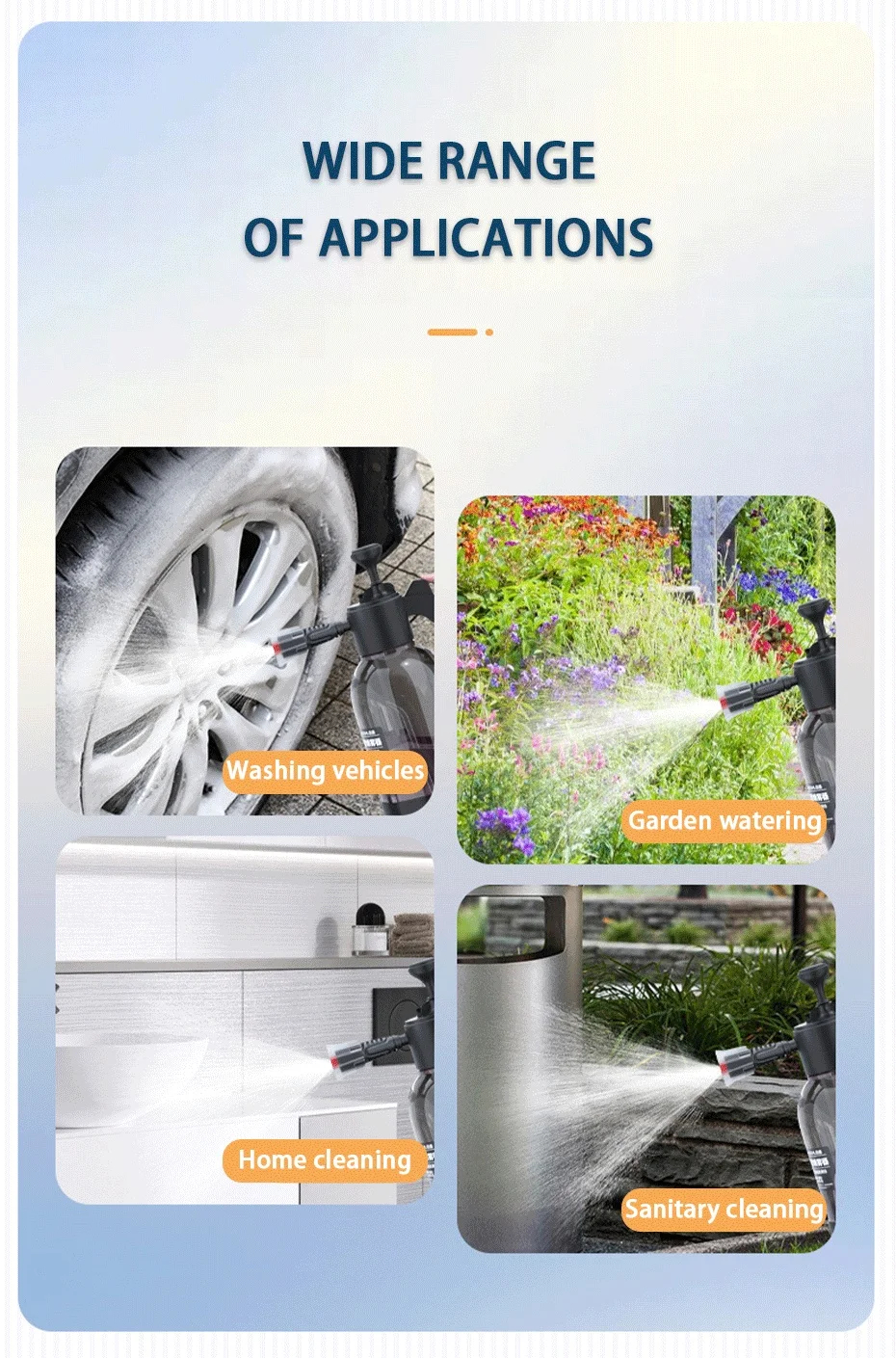 Pulverizador de espuma com bomba manual, 2l, lavadora pneumática, espuma de neve, alta pressão, garrafa de spray para lavagem de carro, limpeza de casa e carro