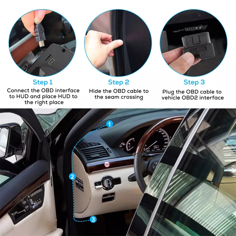 Medidor de sistemas dobles Universal OBD2 y GPS, velocímetro, pantalla frontal, medidor multifunción de temperatura del agua, accesorios Turbo para coche HUD P6