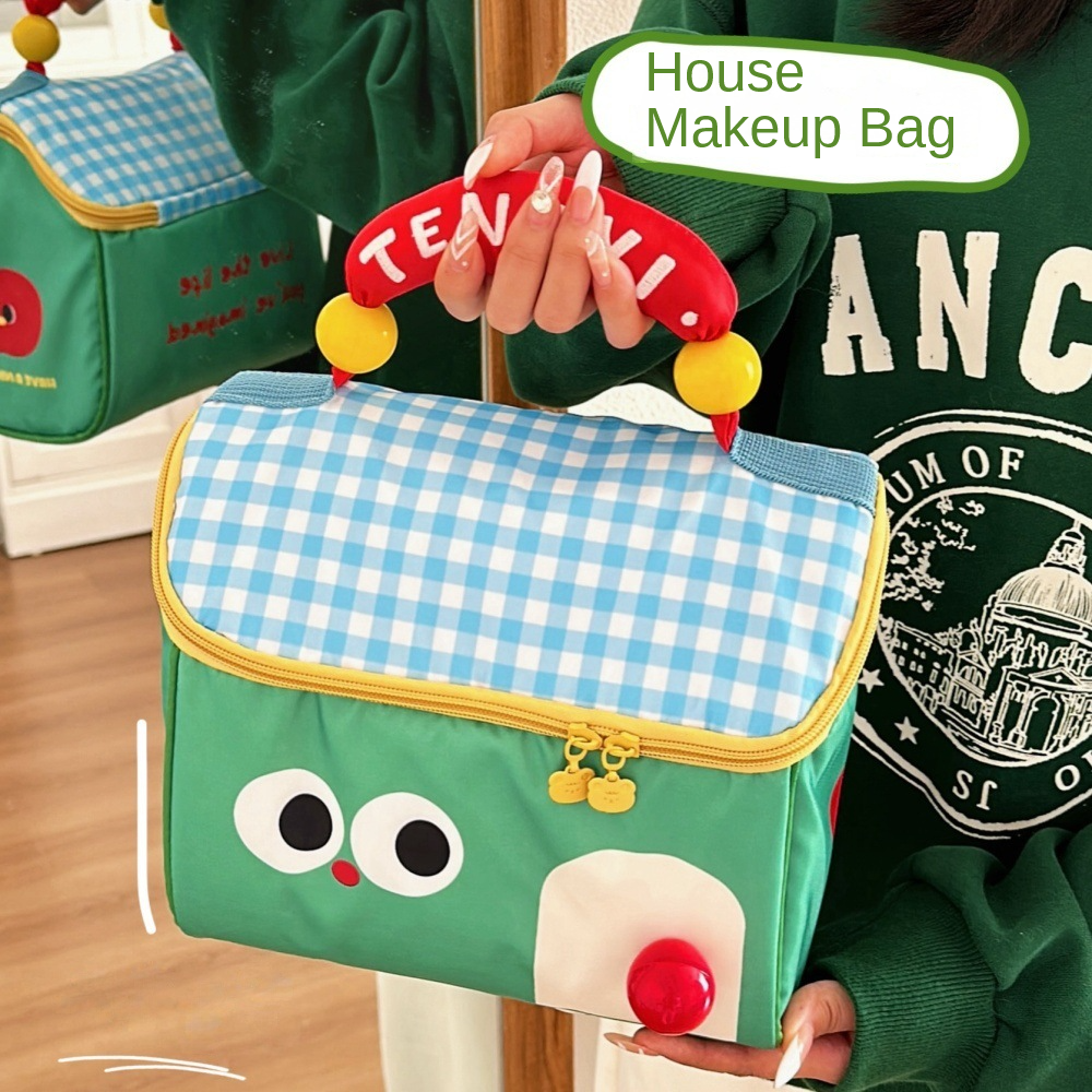 Bolsa de maquiagem fofa para casa, grande capacidade, multifuncional, para manter fresco, lancheira isolada, bolsa de beleza