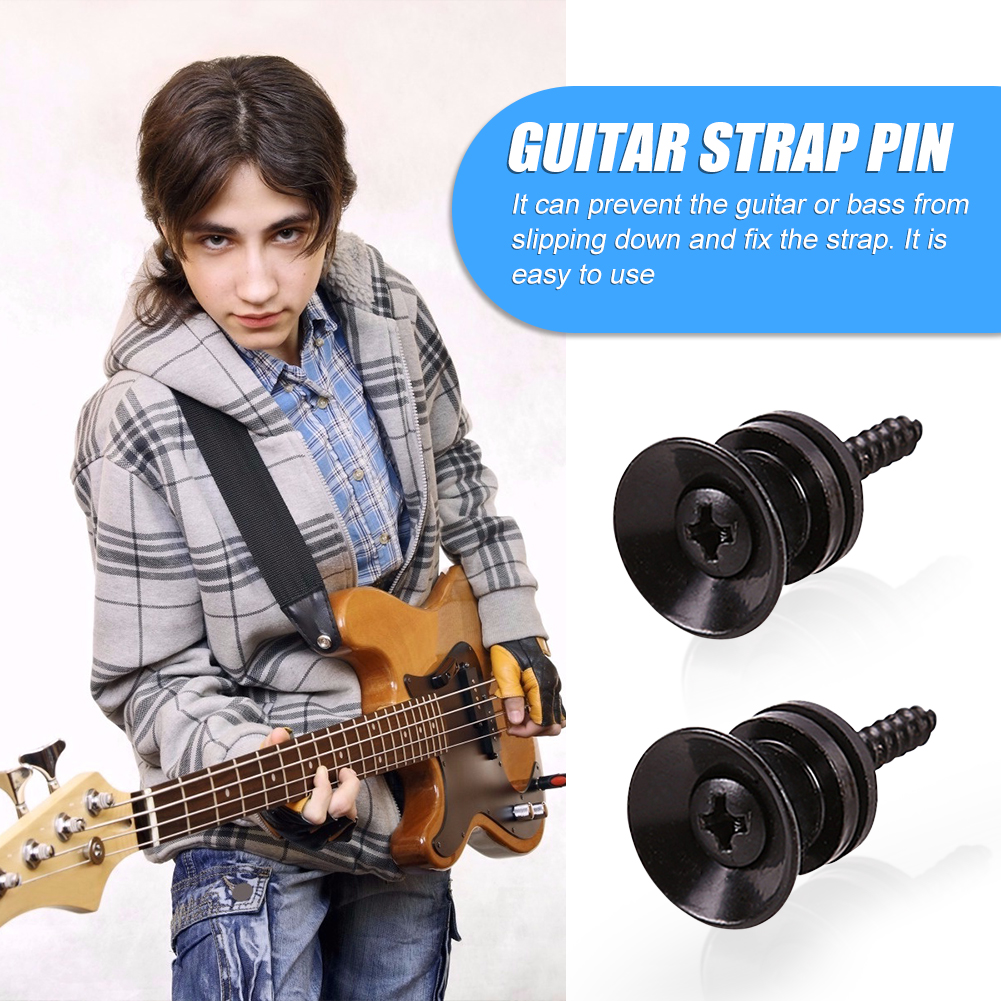 Clavijas de guitarra para bajo eléctrico acústico, ukelele, correa de guitarra, hebilla, botón, pasadores de bloqueo, accesorios de piezas de bloqueo de extremo de Metal, 2 uds.