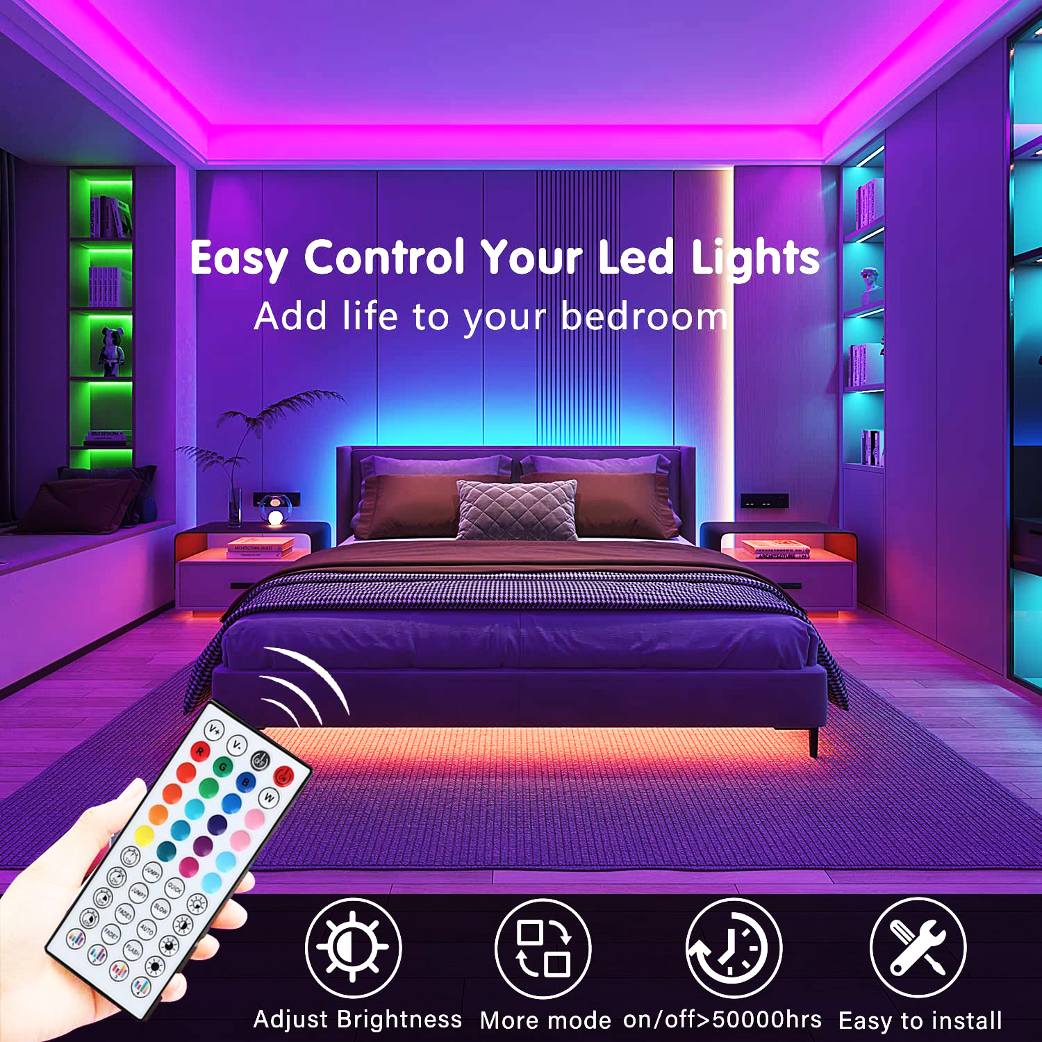 Led 스트립 조명 10m 20m 30m 40m 음악 동기화 RGB 테이프 Led 조명 룸 장식 홈 룸 침실 장식에 대 한 유연한 리본